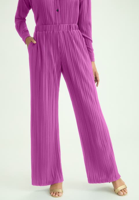 Plisse Wide-Leg Trouser (Plus Available)