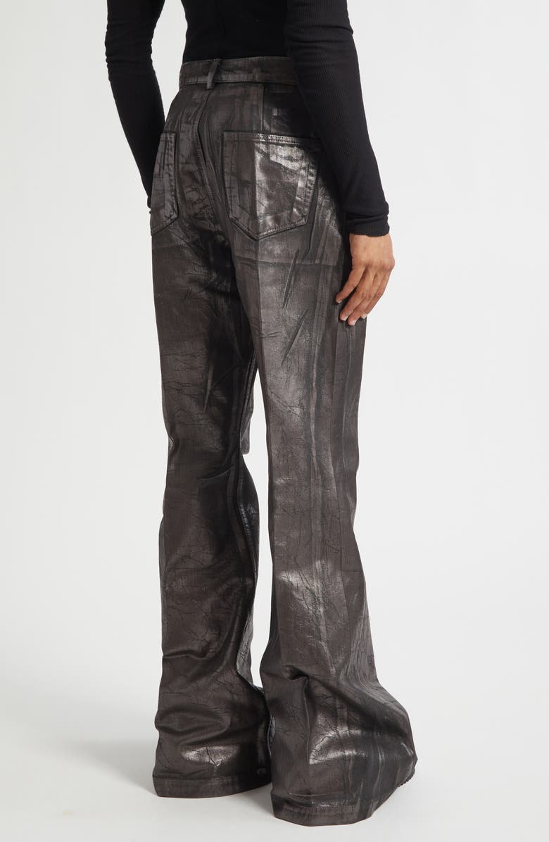 Rick Owens Bolans Coated Flare Leg Jeans, Alternate, color, Bronze