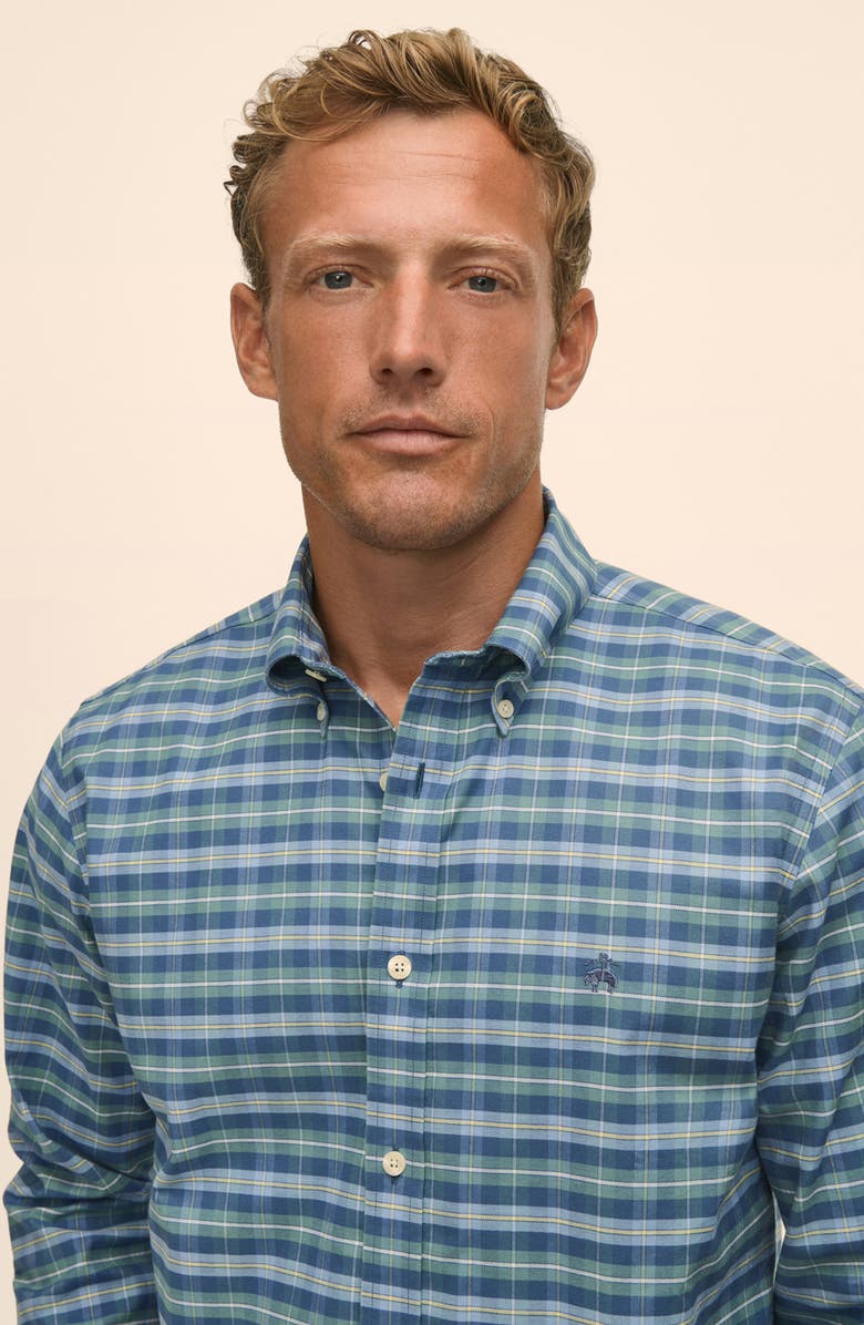 Brooks Brothers Plaid Regular Fit Stretch Button Down Shirt, Alternate, color, Arctictartan