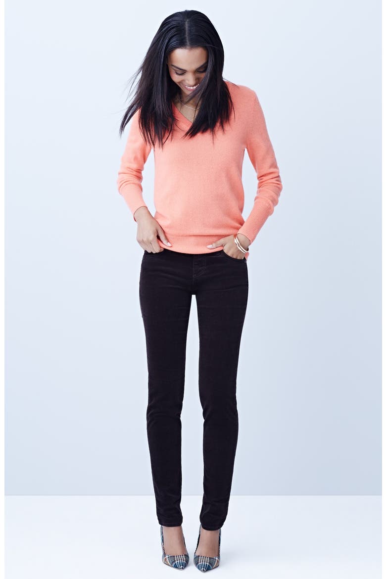 Cashmere V-Neck Sweater, Alternate, color, BLACK