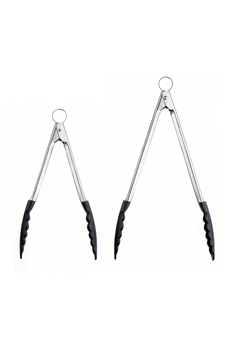 9.5 Inch Silicone Locking Tongs, Alternate, color, Black