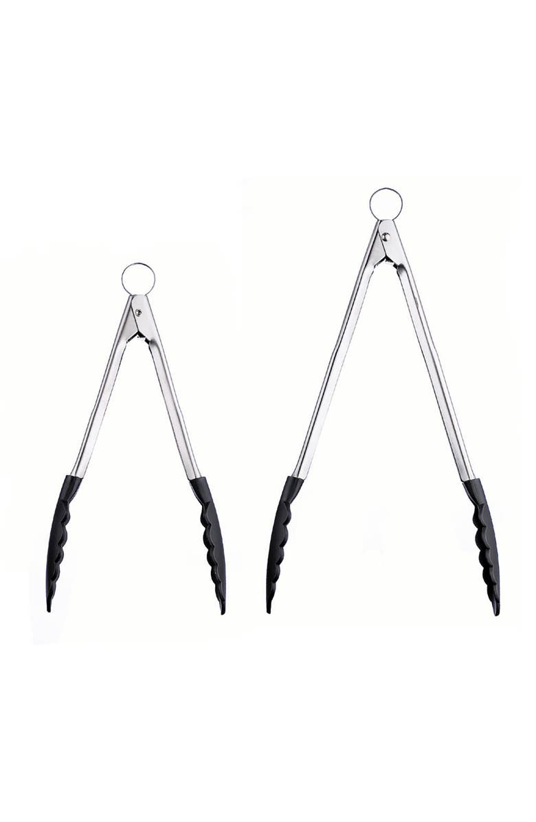 CUISIPRO 9.5 Inch Silicone Locking Tongs, Alternate, color, Black