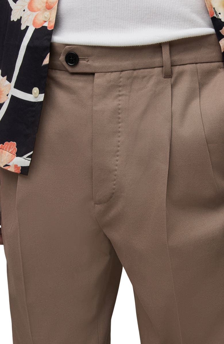 AllSaints Tallis Pleated Cotton & Wool Trousers, Alternate, color, Moorland Brown