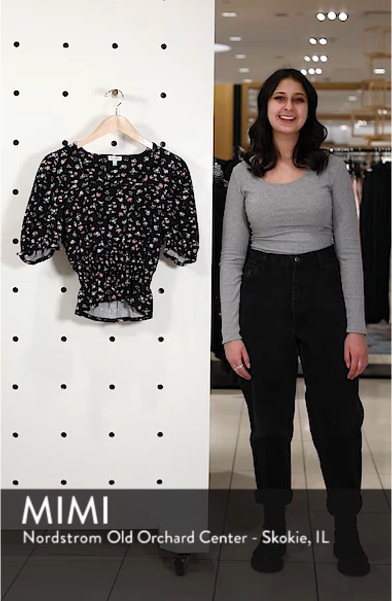 Floral Print Smock Waist Top, sales video thumbnail