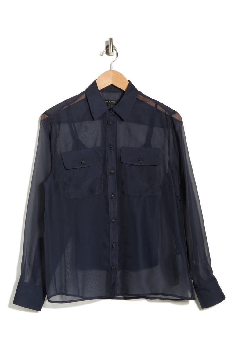 Sonica Button-Up Shirt, Alternate, color, NAVY