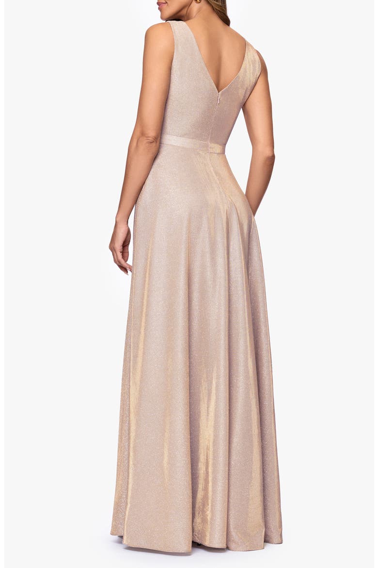 Galaxy Sleeveless Glitter Gown, Alternate, color, BLUSH/ SILVER