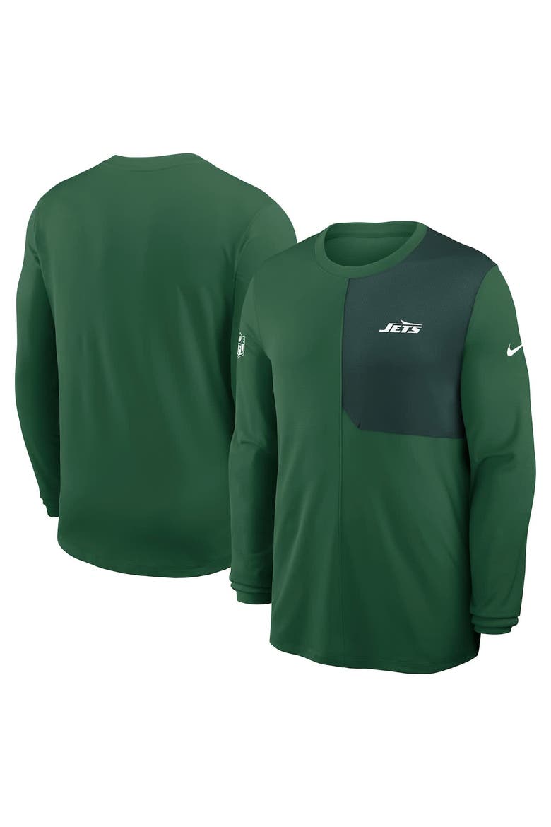 Men's Nike Green New York Jets Sideline Coach UV Performance Long Sleeve T-Shirt, Alternate, color, Green