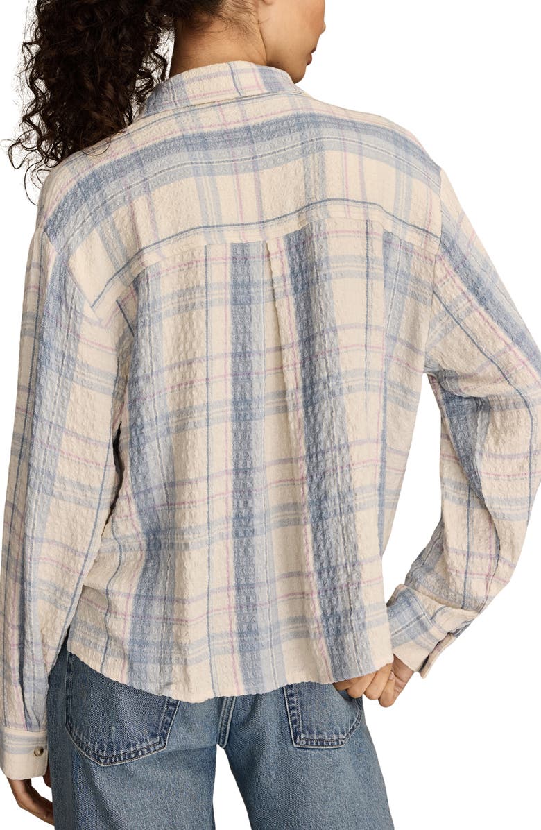 Lucky Brand Plaid Crop Button-Up Shirt, Alternate, color, Blue Plaid