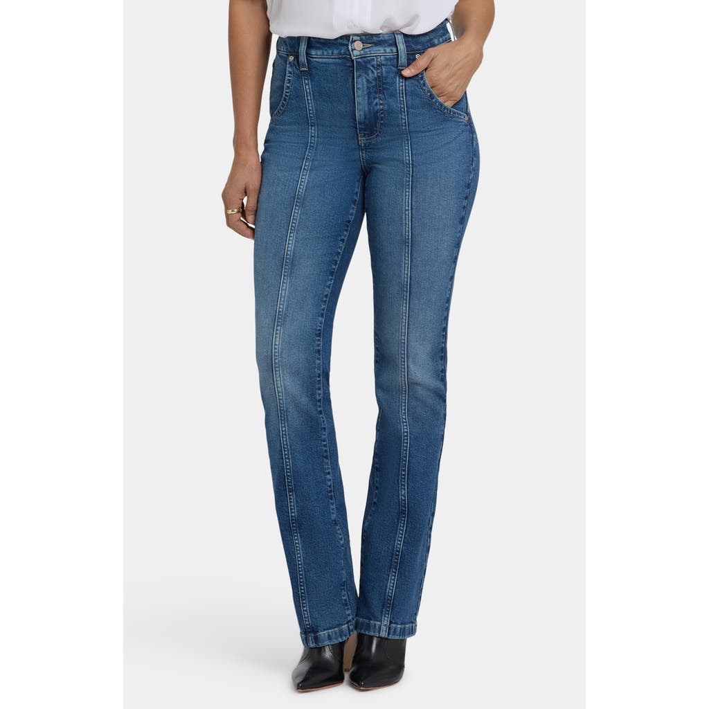 Nydj Billie Front Seam High Waist Mini Bootcut Jeans In Blue
