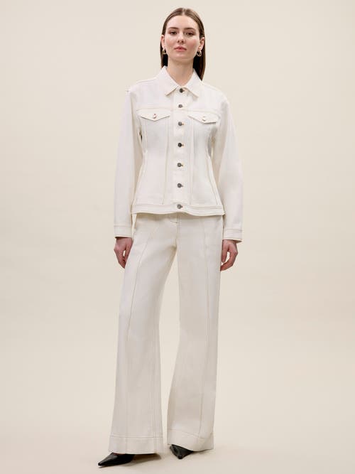 Rebecca Taylor Cora Denim Jacket In Eggshell Wash