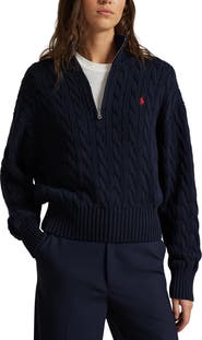 Polo Ralph Lauren Cable Knit Cotton Polo Sweater
