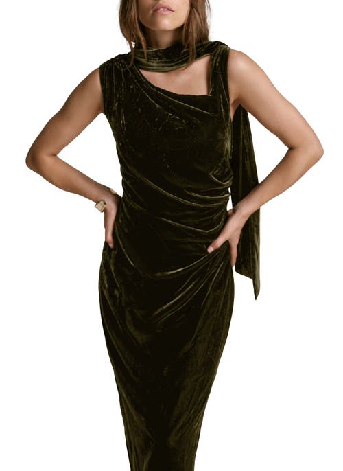 Mint Velvet Velvet Scarf Detail Midi Dress In Black