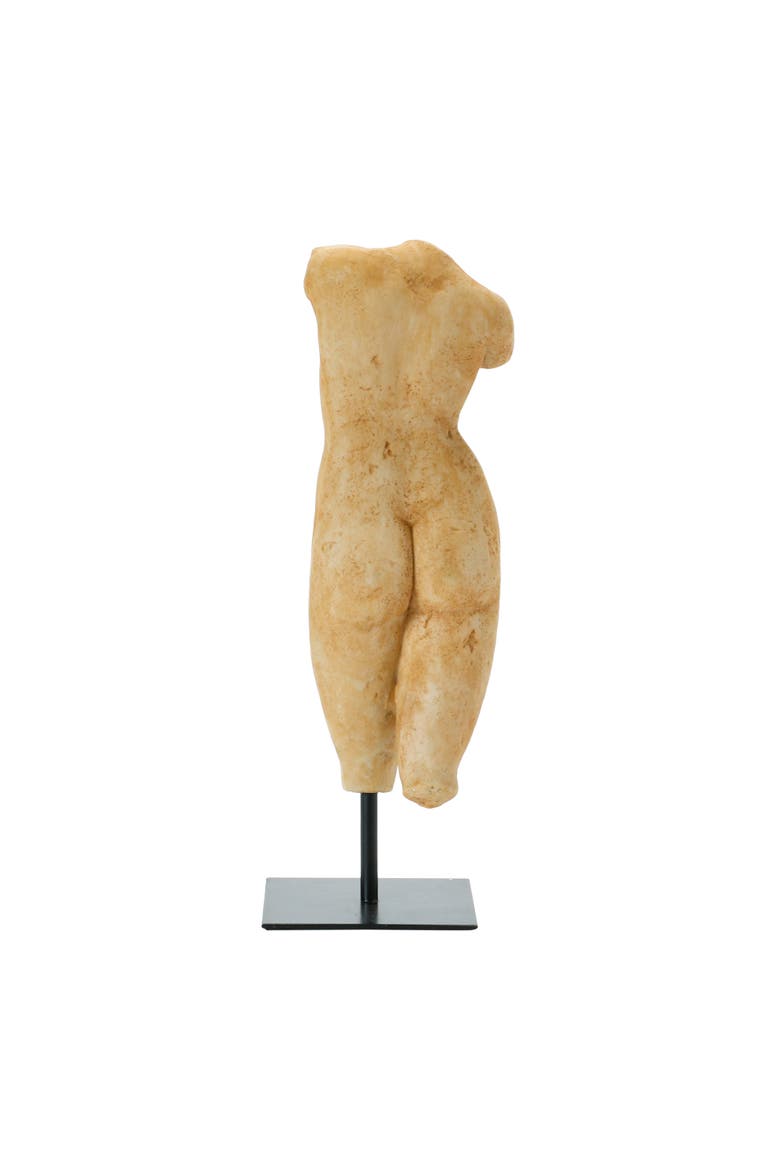 Resin Female Body Figure on Metal Stand, Plaster Finish, Alternate, color, Brown