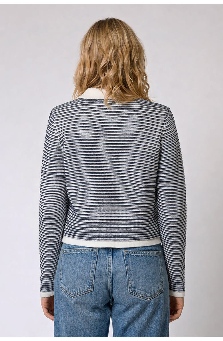 Central Park West Coen Garter Stripe Jacket, Alternate, color, Navy Stripe