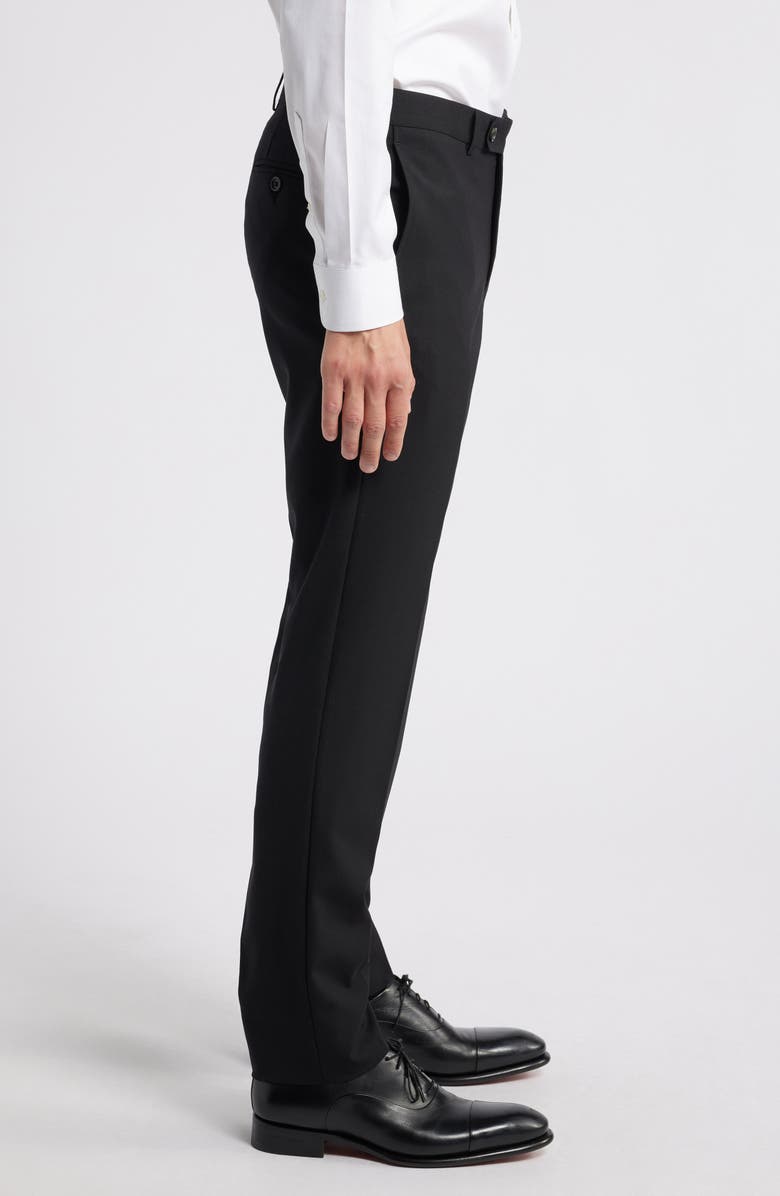 Jack Victor Patrick Flat Front Stretch Wool Dress Pants, Alternate, color, Black