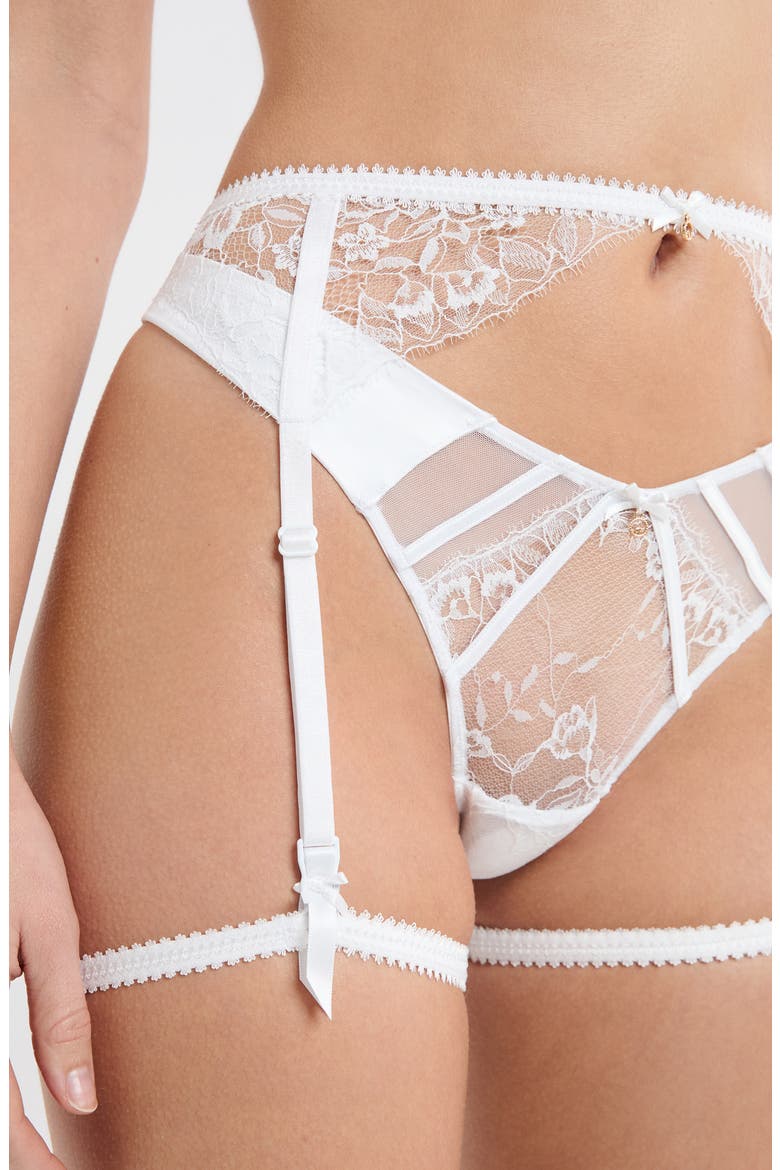 Mascarade Porte Jartelle Lace Garter Belt, Alternate, color, WHITE