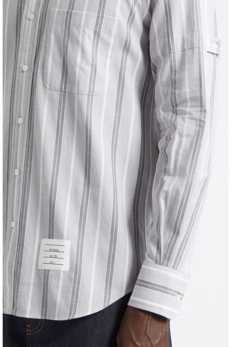 Straight Fit Stripe Cotton Button-Down Shirt, Alternate, color, MEDIUM GREY