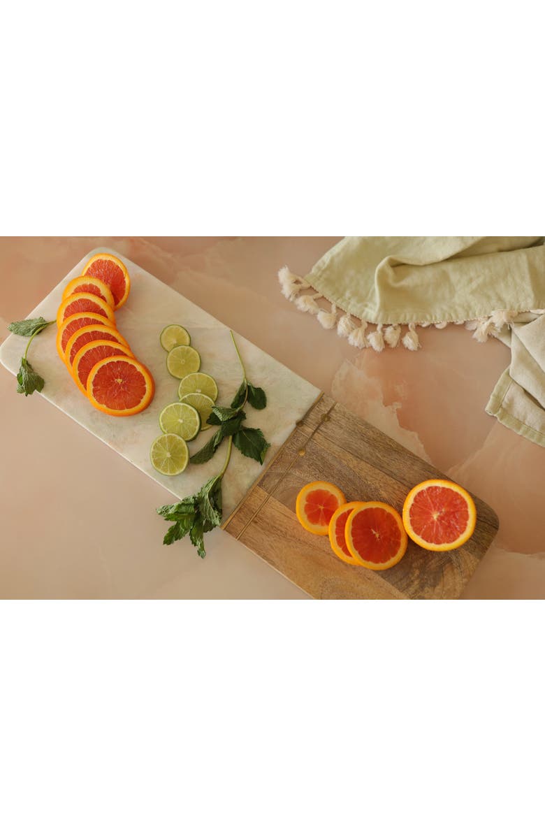 Foreside Home and Garden Elise Light Green Onyx Long Marble Serving Board, Alternate, color, White