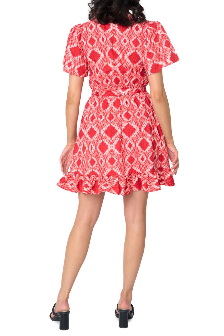 Batik Print Flutter Sleeve Cotton Poplin Dress, Alternate, color, RADIANT RED BATIK PRINT