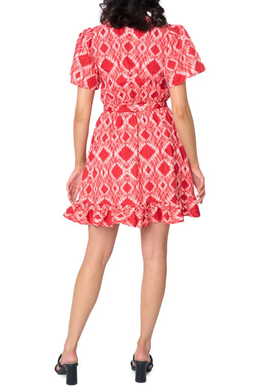 GIBSONLOOK GIBSONLOOK BATIK PRINT FLUTTER SLEEVE COTTON POPLIN DRESS 