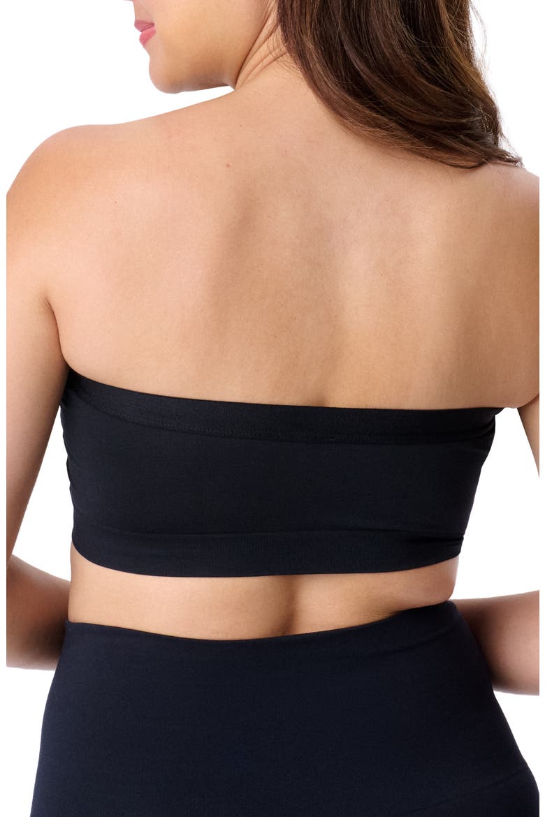 Motherhood Women's Maternity Seamless Front Close Nursing and Hands-Free Pumping Bandeau Bra, Alternate, color, Core Black