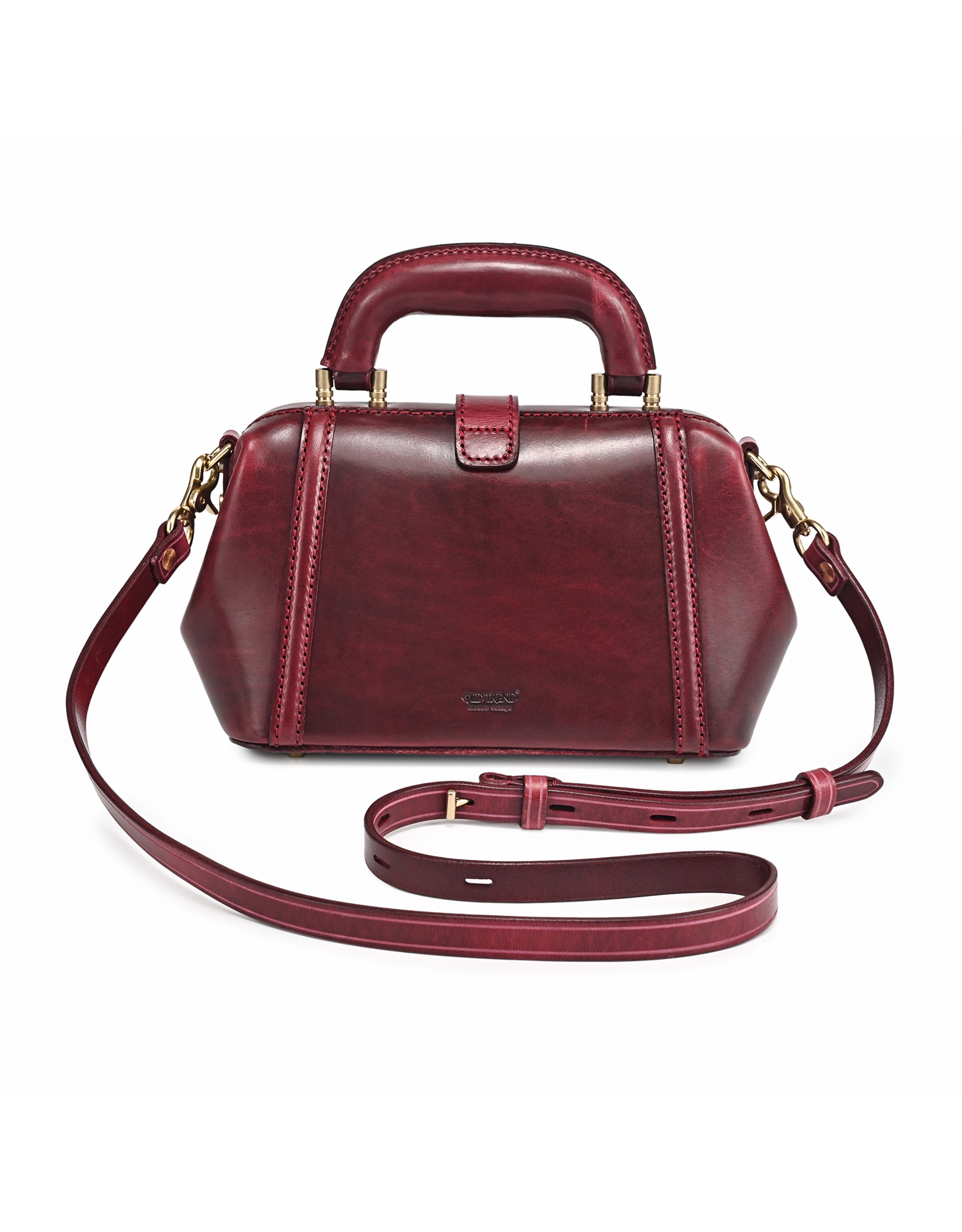 Azalea Genuine Leather Mini Doctor Satchel, Alternate, color, Maroon