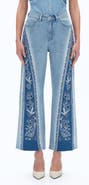 Bayeas Patchwork Embroidered High Waist Crop Jeans