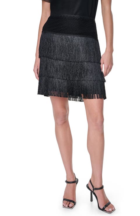 Tiered Fringe Miniskirt
