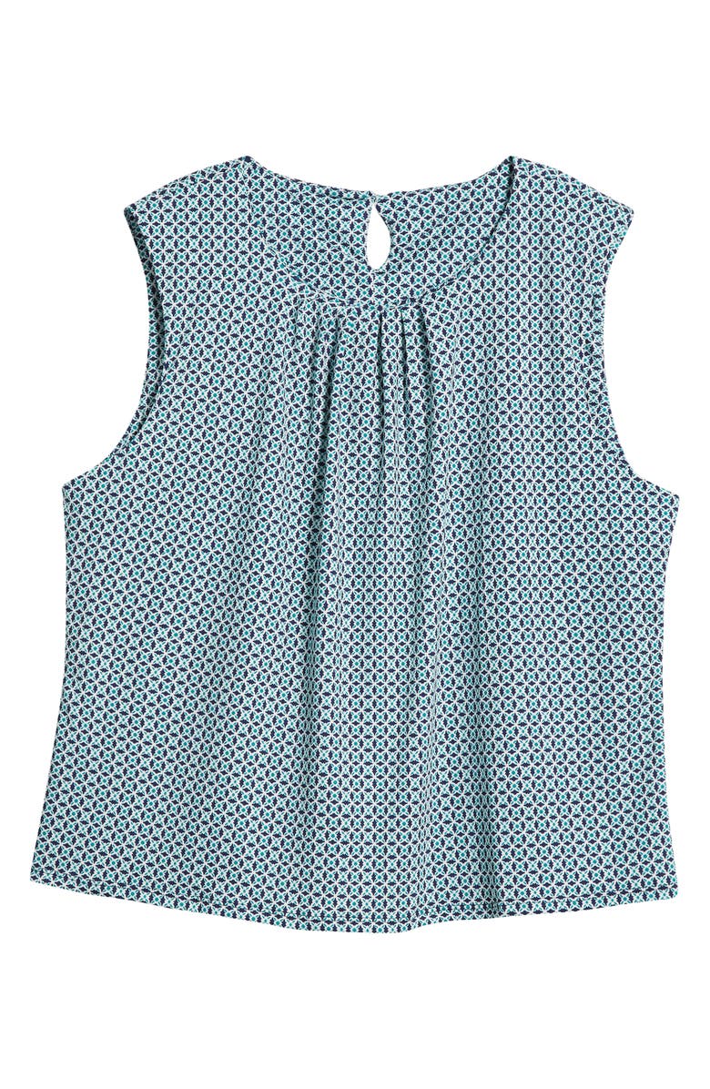 24seven Comfort Apparel Geo Print Pleated Sleeveless Jersey Shell, Alternate, color,