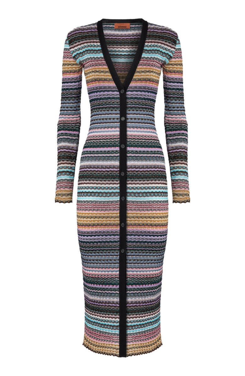 Missoni Slim Long Striped Cardigan, Alternate, color, Multicoloured