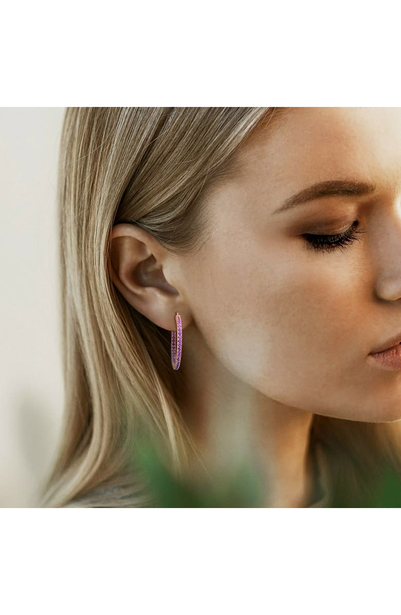 Julianna B. Amethyst Hoop Earrings 14k Rose Gold, Alternate, color,