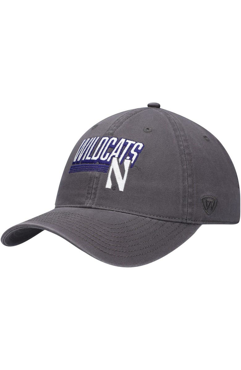 TOP OF THE WORLD Men's Top of the World Charcoal Northwestern Wildcats Slice Adjustable Hat, Main, color,