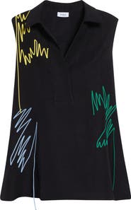 Akris punto Scribble Embroidered Linen A-Line Shirt