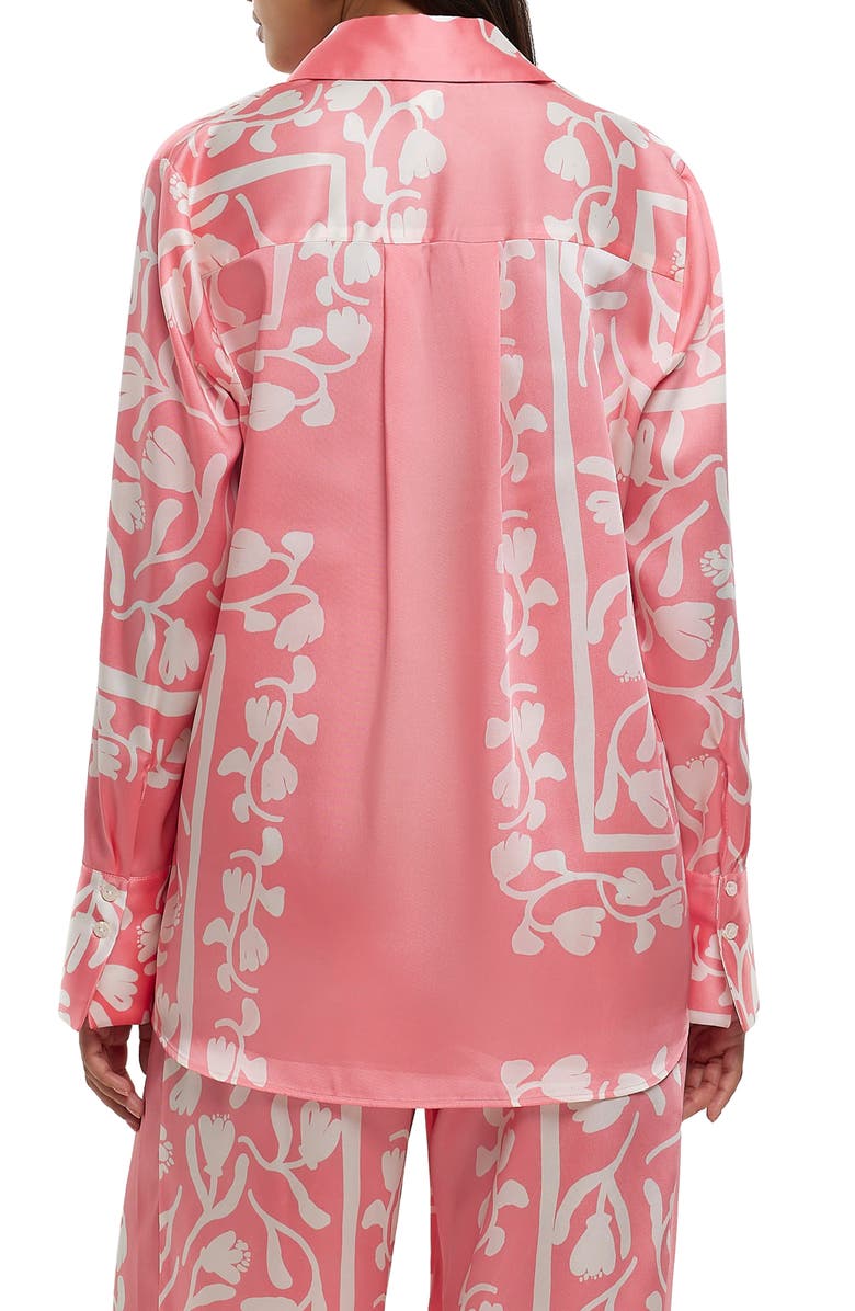 River Island Oversize Vine Print Satin Shirt, Alternate, color,