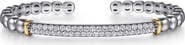Gabriel & Co. Bujukan Sterling Silver, White Sapphire & 14K Gold Open Bangle Bracelet