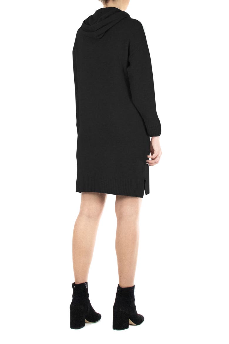 Oversize Long Sleeve Hooded Sweater Dress, Alternate, color, BLACK