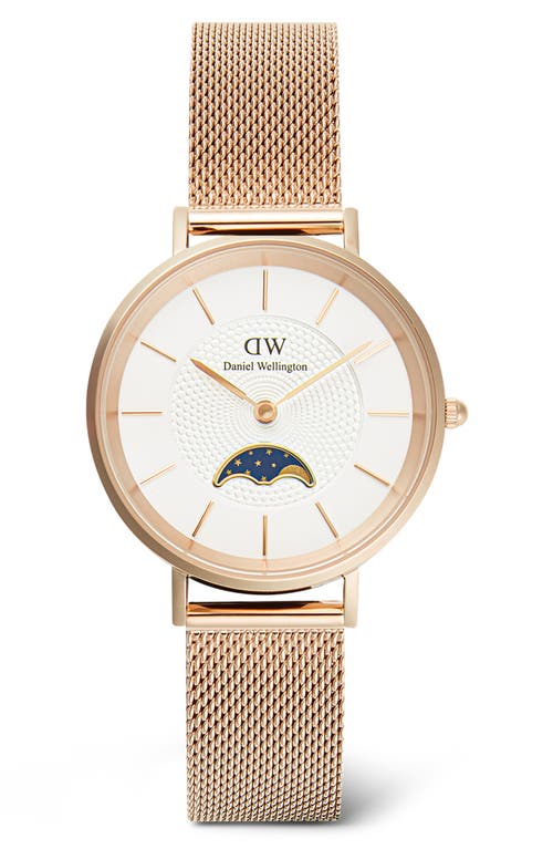 Daniel Wellington Petite Moonphase Mesh Strap Watch, 32mm In Rose Gold