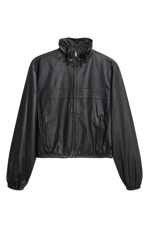 Shrunken Leather Track Jacket