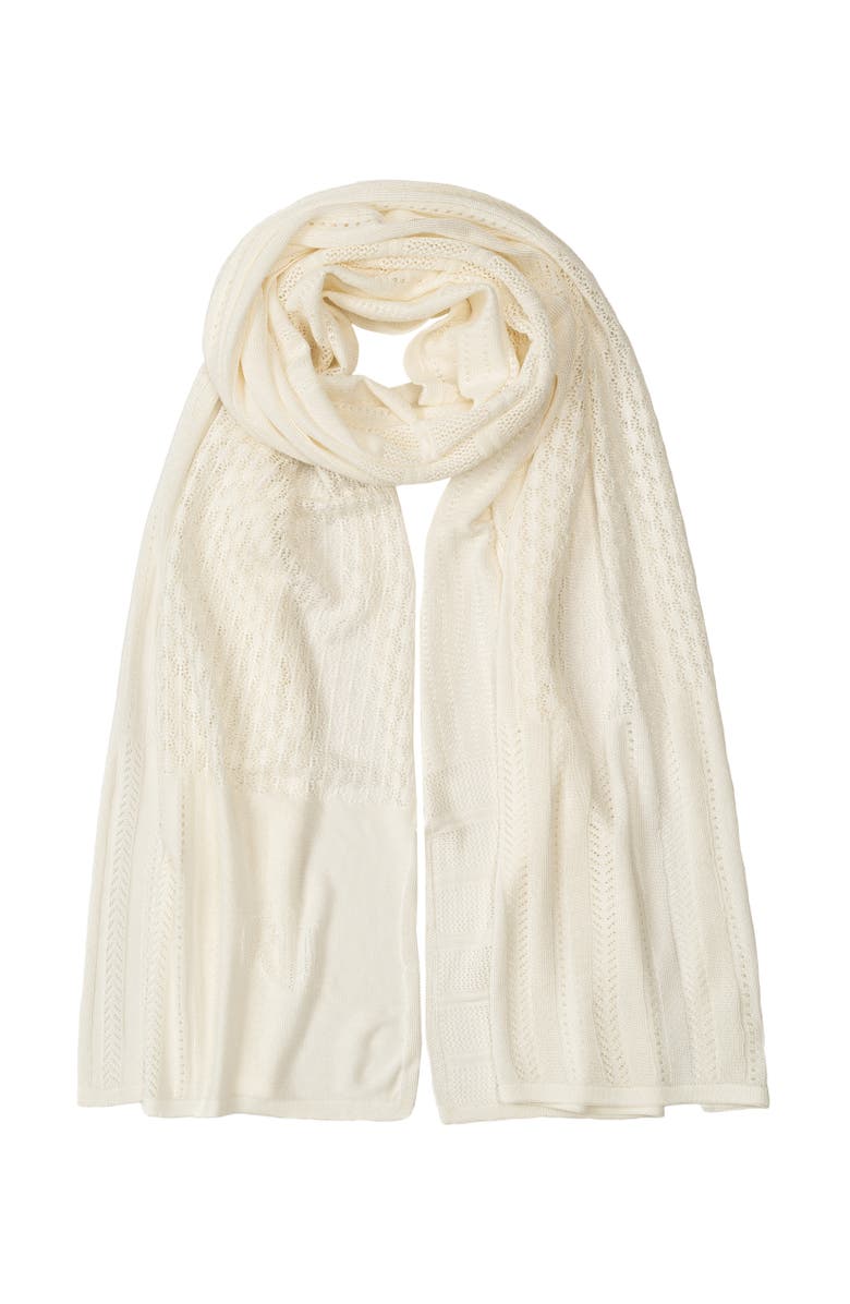 Lauren Ralph Lauren Pointelle Patchwork Wrap, Main, color, Cream