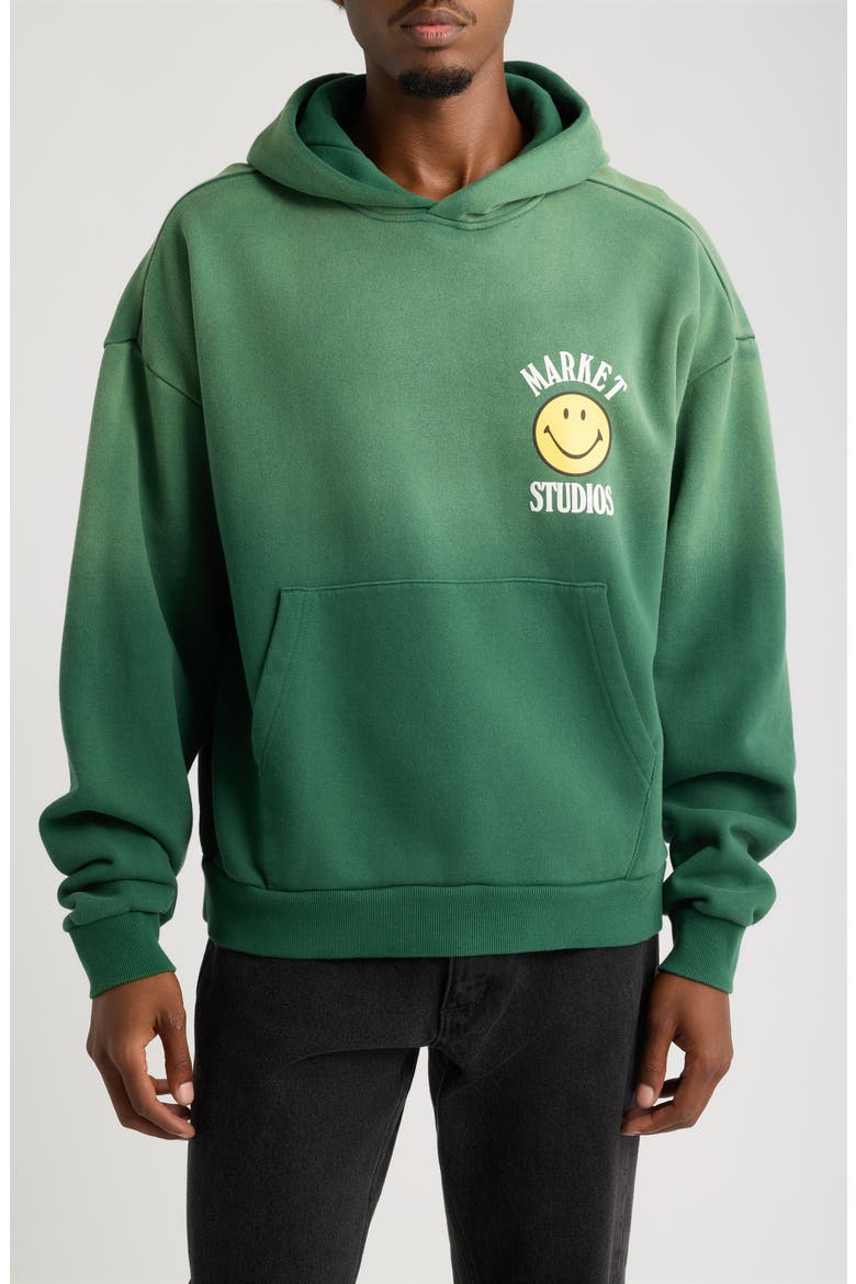 SMILEY® Lock Up Hoodie, Main, color, DARK GREEN