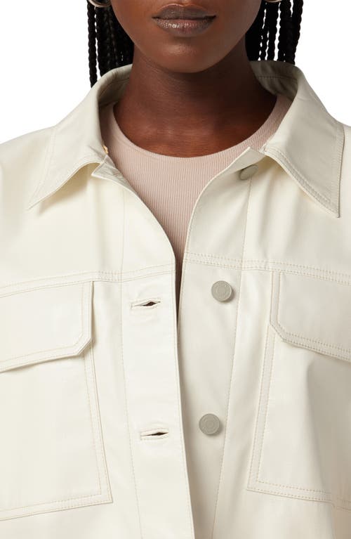 Hudson Jeans Hoodie Swing Faux Leather Trucker Jacket In White