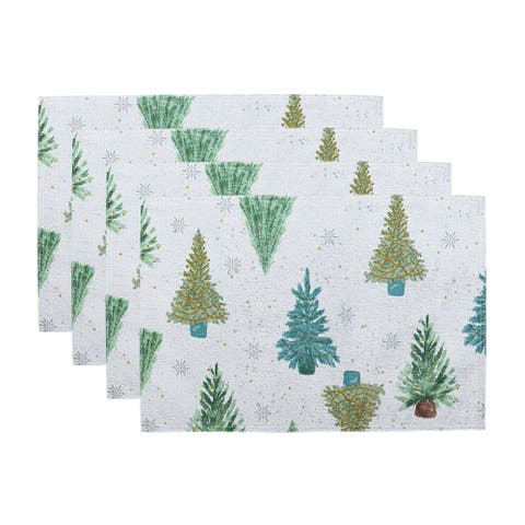 Lucina Twinkle Trees Holiday Lurex Fabric Placemats Set of 4 Multicolor - 13"W x 19"L