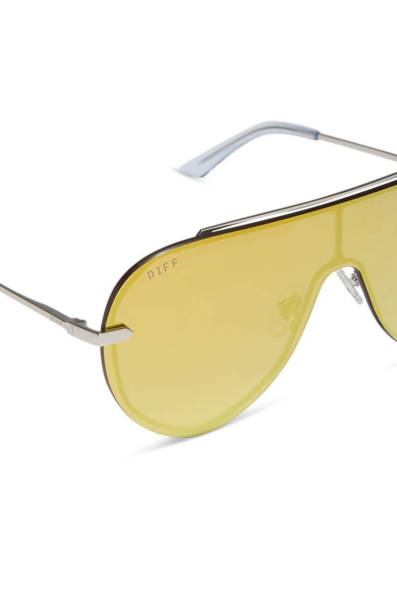 DIFF Imani 139mm Gradient Shield Sunglasses, Alternate, color, Silver / Gold Mirror