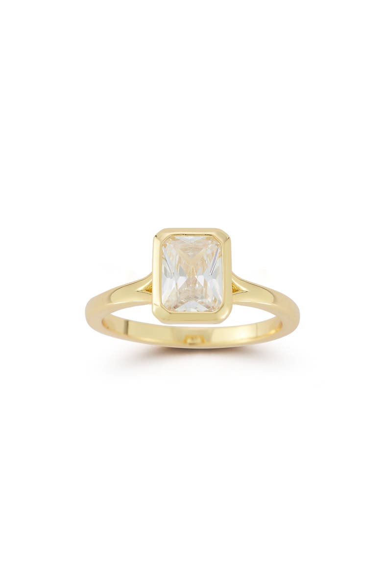Emerald Cut Cubic Zirconia Signet Ring, Main, color, GOLD