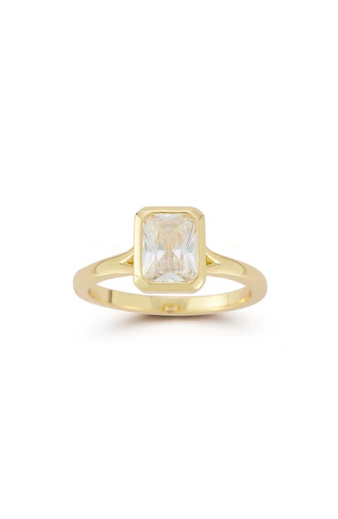 Emerald Cut Cubic Zirconia Signet Ring