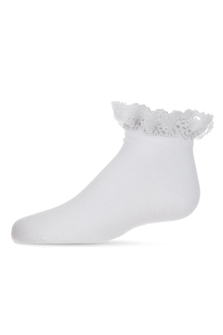 Lace Top Mercerized Ankle Sock, Main, color, White