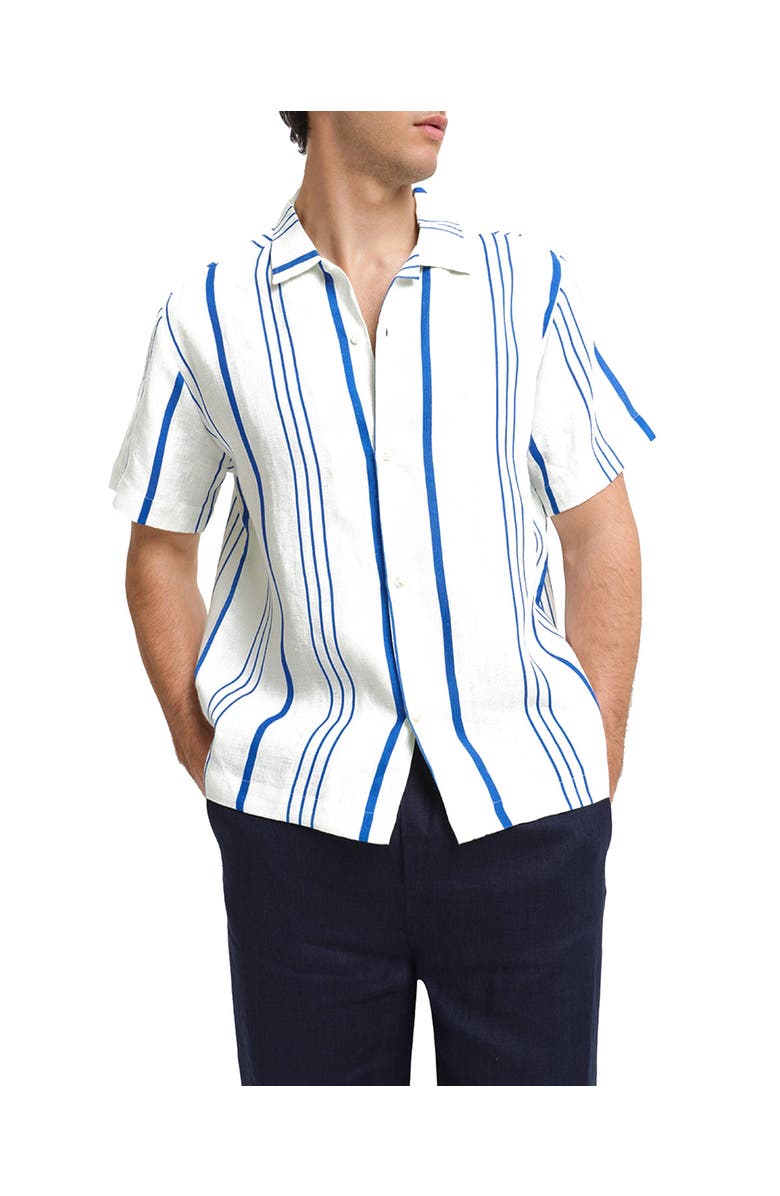 Peninsula Swimwear La Greca Linen Bowling Shirt, Alternate, color,