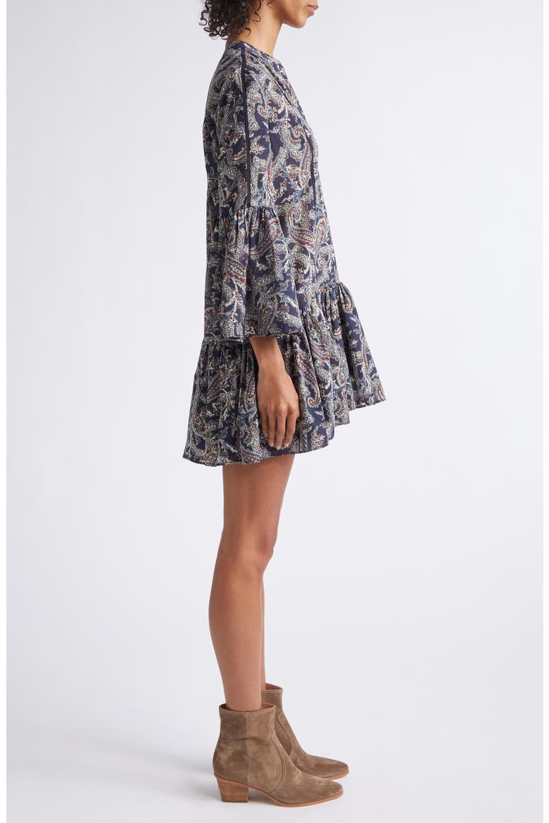 Novessa Long Sleeve Paisley Minidress, Alternate, color, NAVY MULTI