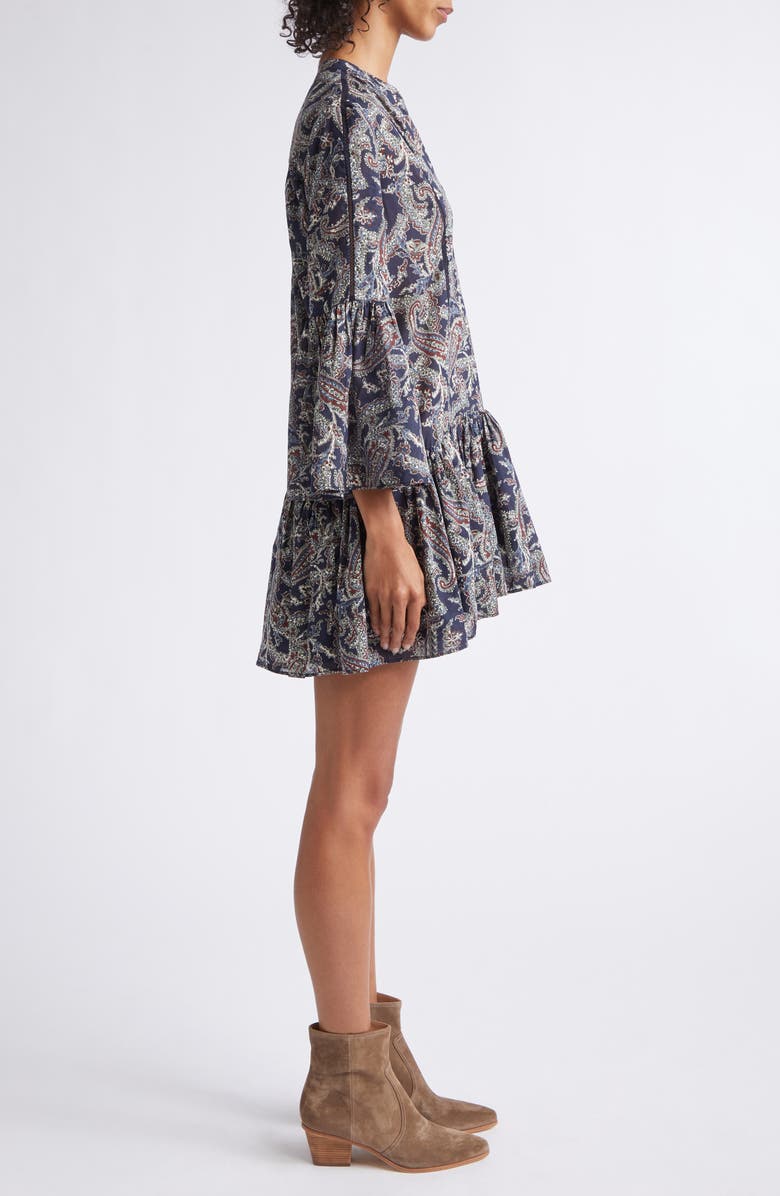 Veronica Beard Novessa Long Sleeve Paisley Minidress, Alternate, color, Navy Multi