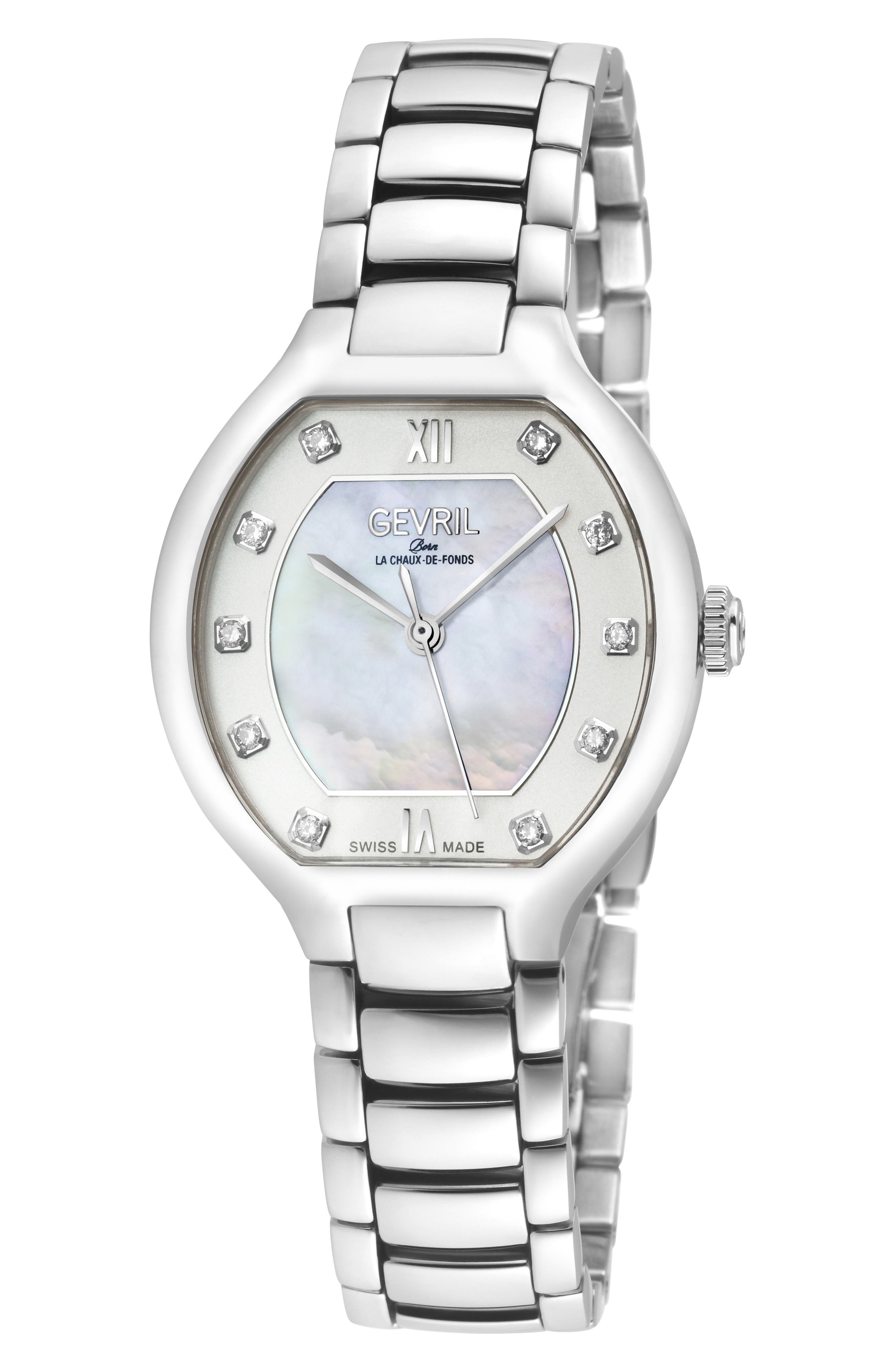 Lugano Diamond Mother-of-Pearl Bracelet Watch